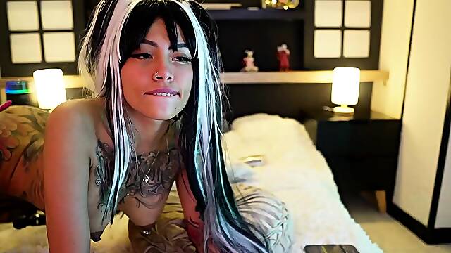 Emo teen on solo webcam masturbation