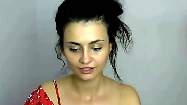 Turkish teen downblouse striptease on webcam