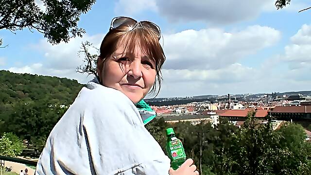 Old hairy grandma rides strangers cock