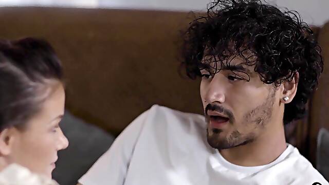 MILF shows teen virgins how to have sex properly in this family taboo threeway