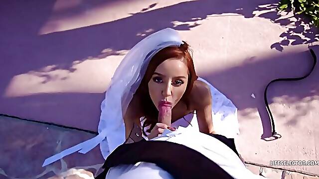 Red haired bride, Vanna Bardot is having sex with a random guy, before the wedding ceremony