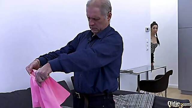 Grandpa fucks both beautiful teens