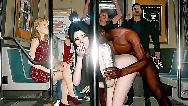 Asian slave takes huge black cock in 3D animated sex scene