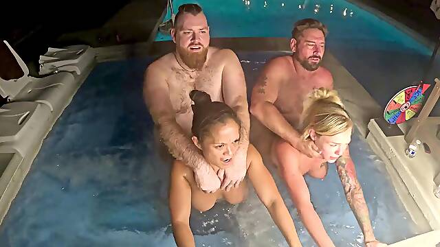 Hot Tub Foursome with Deliah Grace Jazmine Cruz