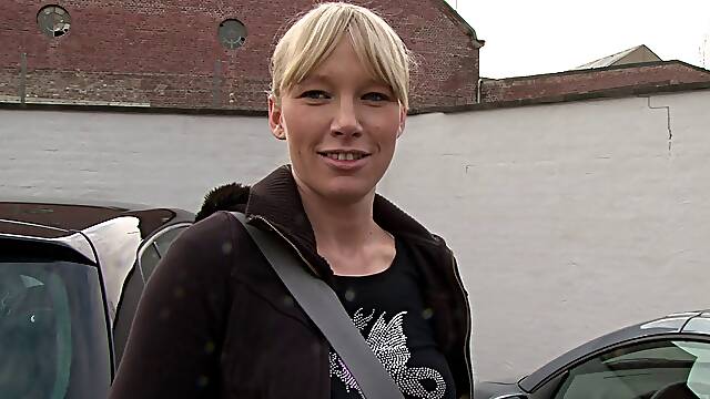 Amateur European woman stripping butt naked and masturbating