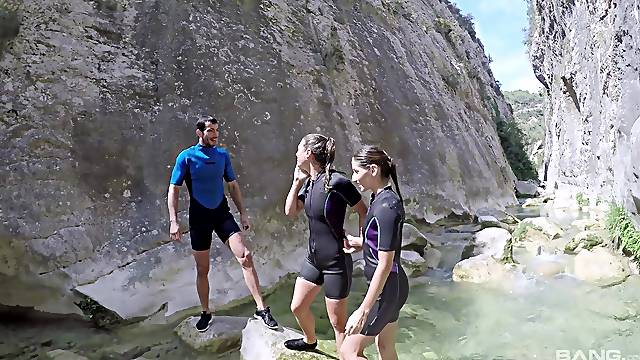 Julia Roca and another babe want to get fucked together outdoors