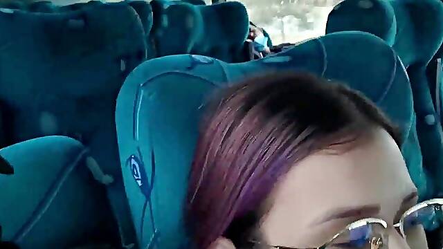 Oral sex and screwing with creampie in public service bus - BlakeProductions