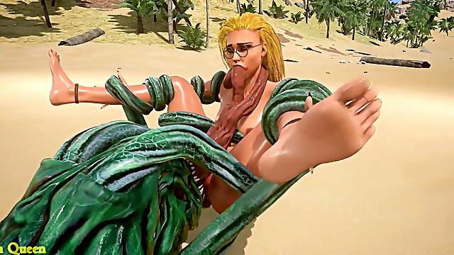 Monster munches the platinum-blonde in every fuck hole