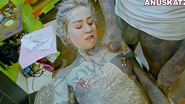 Nippel Piercing + ass screwing fuck - my piercer romps me in my ass after i get my boobs pierced