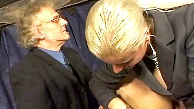 Couple Submission on a Slutty Blonde: Hot smacking on a Pierced pussy