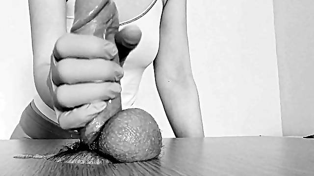 Sexy big titted chick jerking off cock