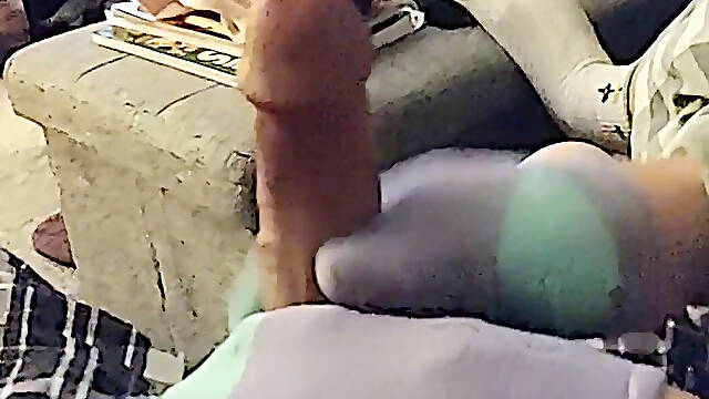 Intense Purple &amp; Aqua Sockjob Socks Handjob Cumshot