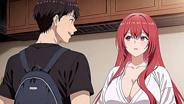 Stepson Came Home Early and Caught fathers wife Cooking in a lil Robe. Kureha Enomoto Hentai Cosplay