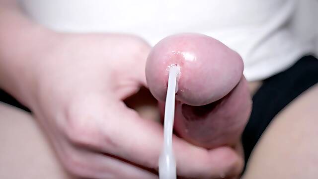 Male Orgasm Close-up Handjob Cumshot Head Big Beautiful Cock, Ejaculation Close-up Lots of Cum
