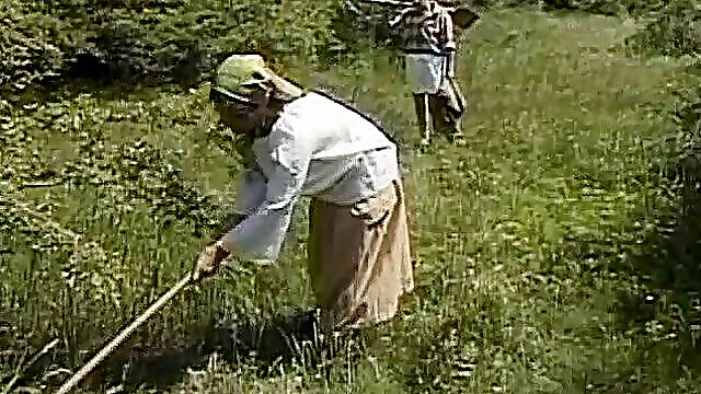 Taking a break from working hard in the field