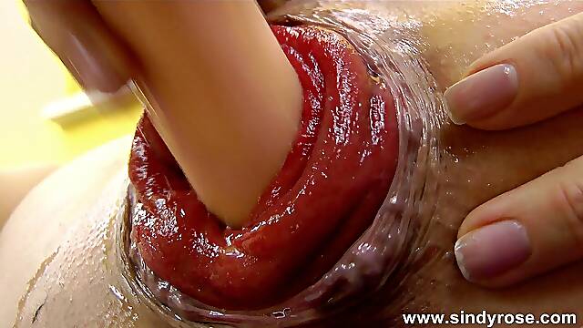 Sindy Rose Pump Her Anal Prolapse with Penis Pump & Fuck It with Shrimp Cock Dildo