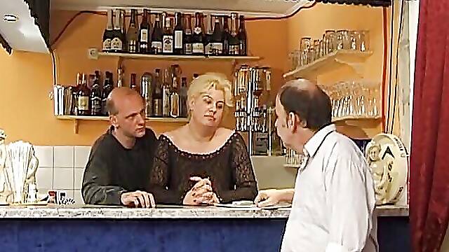 Nasty German blonde spanked and hard in the bar