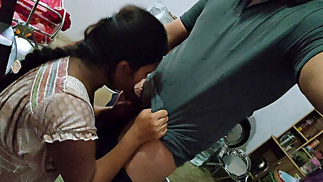 Bhabhi Blowjob - Stepsister Is Sucking Her Elder Stepbrother's Cock and Romancing with Her Elder Stepbrother - Girl Blowjob