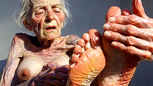 Granny Foot Oil Play - Self Massage Makes Her Horny and Dripping