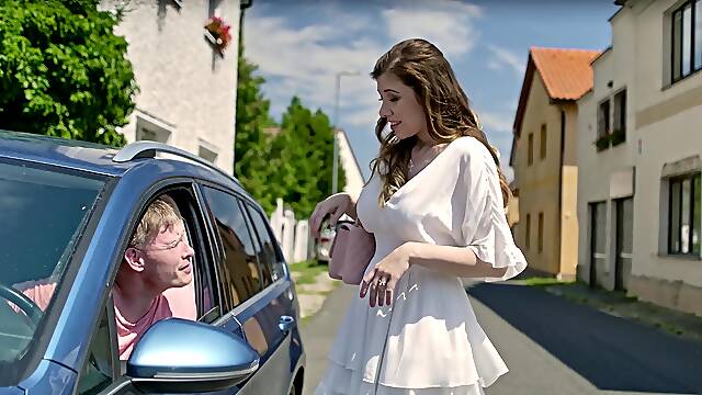 Busty brunette Maya fucked hard in the bathroom, showcasing her big tits.